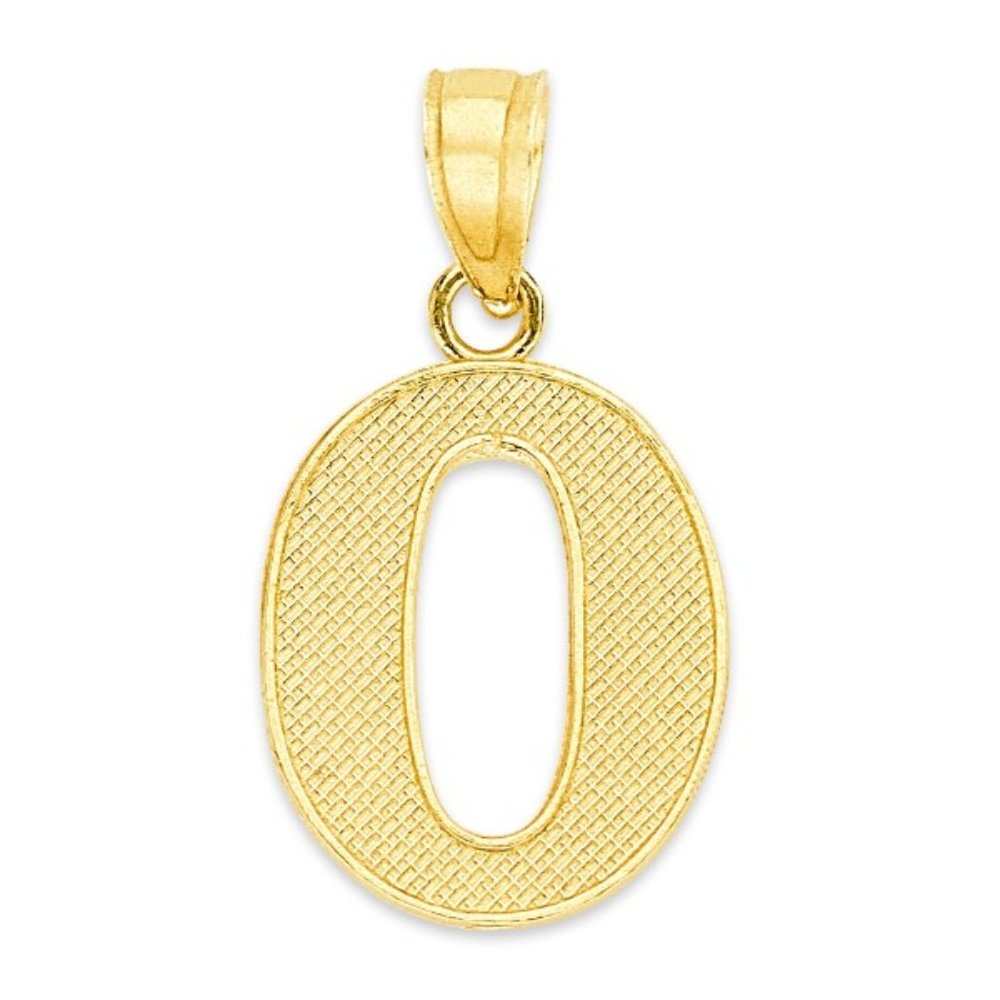 14k Gold Number 0 Pendant, Lucky Number Jewelry - Picture 2 of 4